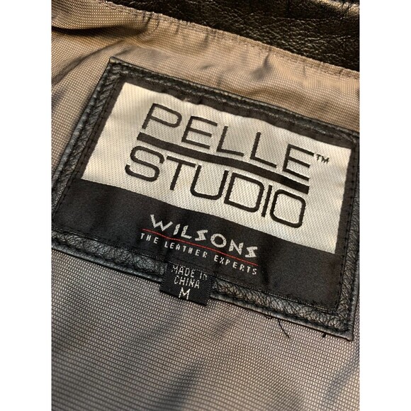 Wilsons Leather Jacket Womens M Pelle Studio Blazer Lined Fitted Soft Black Y2K - Picture 10 of 12